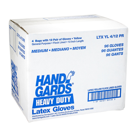 HANDGARDS General Purpose Reusable Yellow Latex Medium Glove, Pair, PK12 303400532